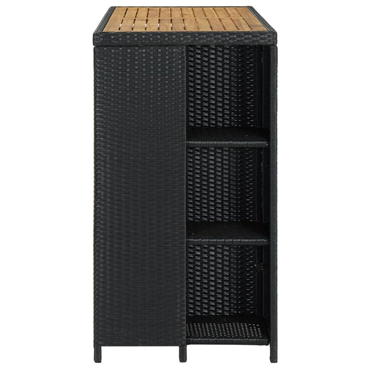 Tavolo da Bar con Ripiani Nero 120x60x110 cm in Polyrattan 313478