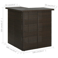 Tavolo da Bar ad Angolo Marrone 100x50x105 cm in Polyrattan cod mxl 17059
