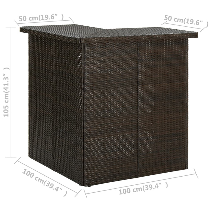 Tavolo da Bar ad Angolo Marrone 100x50x105 cm in Polyrattan cod mxl 17059