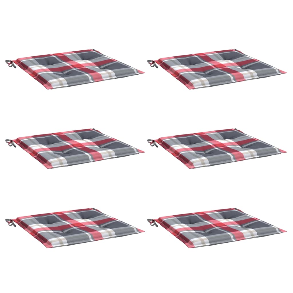 Cuscini per Sedia 6 pz a Quadri Rossi 40x40x3cm Tessuto Oxfordcod mxl 118453