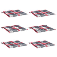 Cuscini per Sedia 6 pz a Quadri Rossi 40x40x3cm Tessuto Oxfordcod mxl 118453