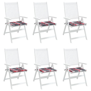 Cuscini per Sedia 6 pz a Quadri Rossi 40x40x3cm Tessuto Oxford 314034