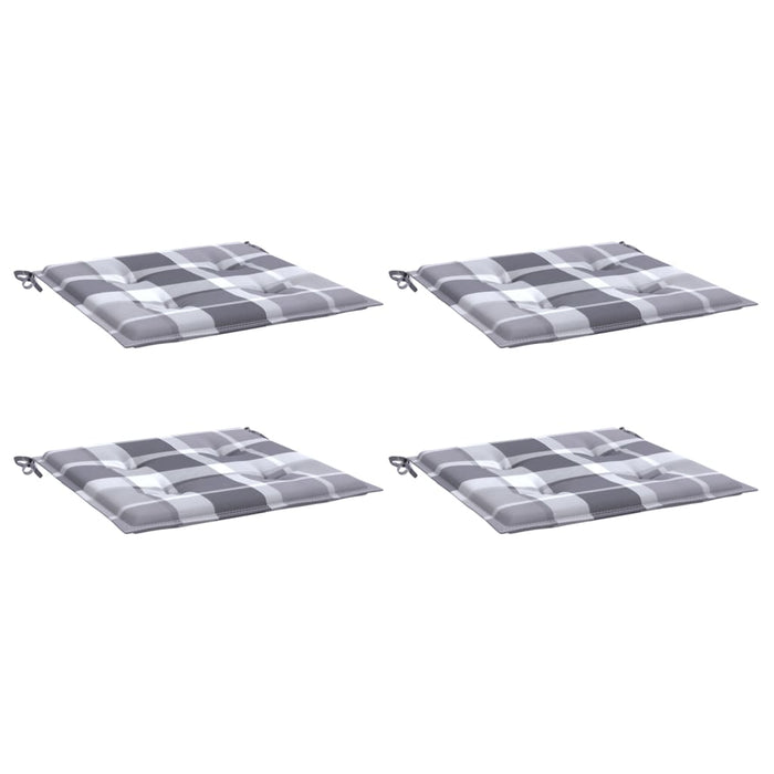 vidaXL Cuscini per Sedia 4 pz a Quadri Grigi 40x40x3cm Tessuto Oxford