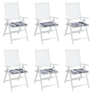 Cuscini per Sedia 6 pz a Quadri Grigi 40x40x3cm Tessuto Oxford