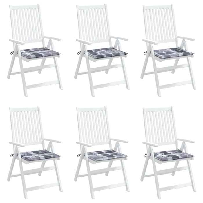 Cuscini per Sedia 6 pz a Quadri Grigi 40x40x3cm Tessuto Oxford