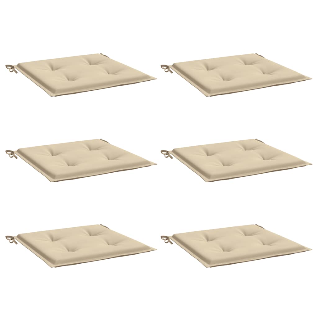 Cuscini per Sedie da Giardino 6 pz Beige 50x50x3 cm in Tessuto