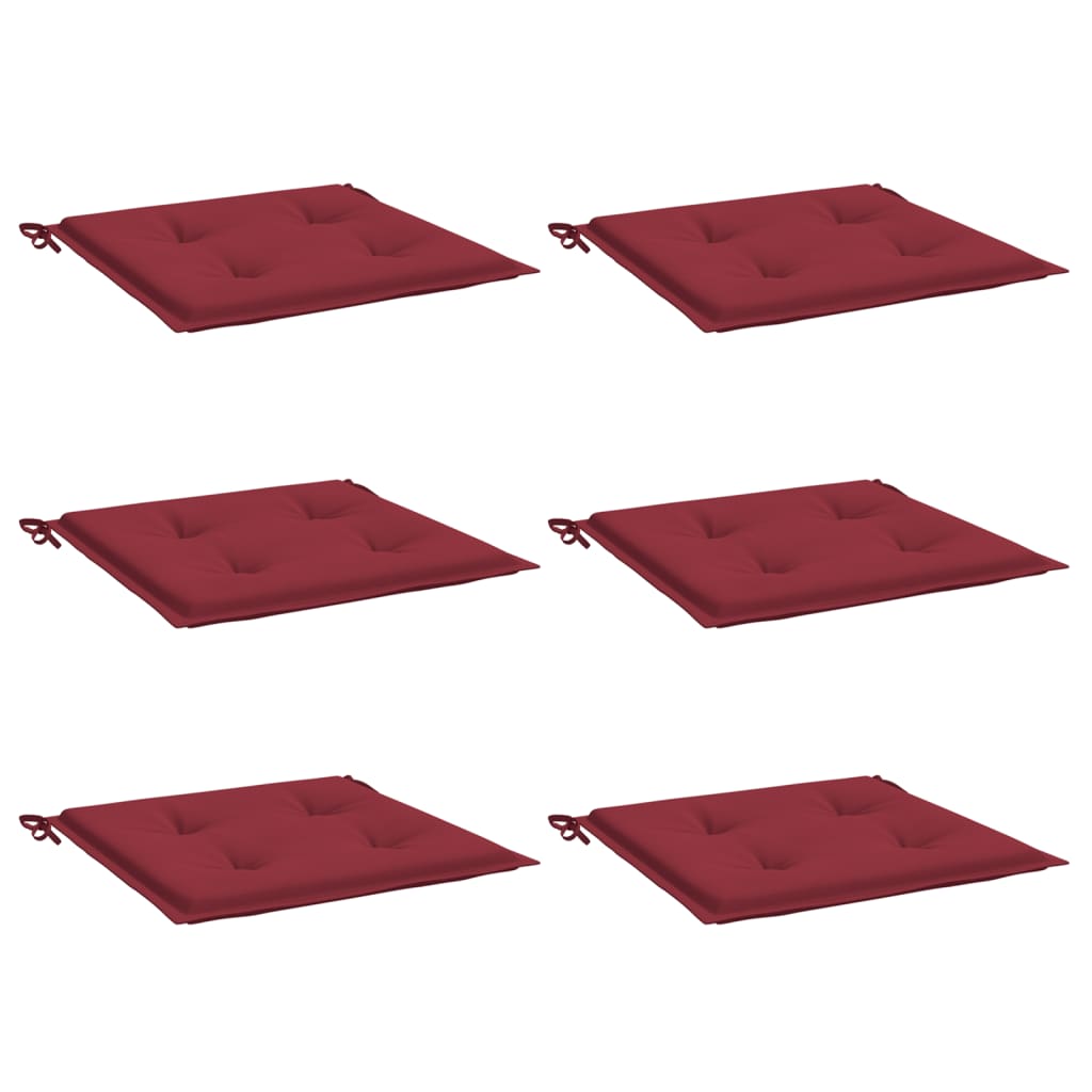 Cuscini per Sedia 6 pz Rosso Vino 50x50x3 cm in Tessuto Oxford