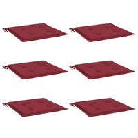 Cuscini per Sedia 6 pz Rosso Vino 50x50x3 cm in Tessuto Oxford