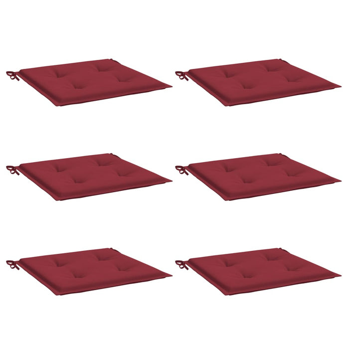 Cuscini per Sedia 6 pz Rosso Vino 50x50x3 cm in Tessuto Oxford