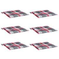 Cuscini per Sedia 6 pz a Quadri Rossi 50x50x3 cm Tessuto Oxford