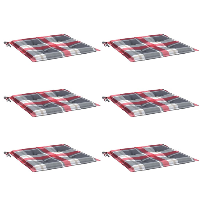 Cuscini per Sedia 6 pz a Quadri Rossi 50x50x3 cm Tessuto Oxford