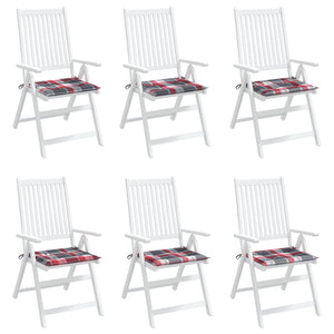 Cuscini per Sedia 6 pz a Quadri Rossi 50x50x3 cm Tessuto Oxford 314070