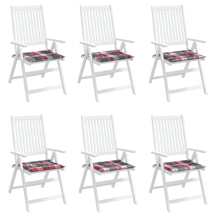 Cuscini per Sedia 6 pz a Quadri Rossi 50x50x3 cm Tessuto Oxford 314070