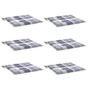 Cuscini per Sedia 6 pz a Quadri Grigi 50x50x3 cm Tessuto Oxford
