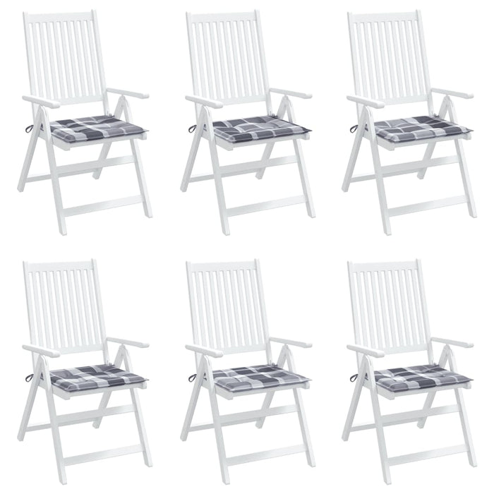 Cuscini per Sedia 6 pz a Quadri Grigi 50x50x3 cm Tessuto Oxford