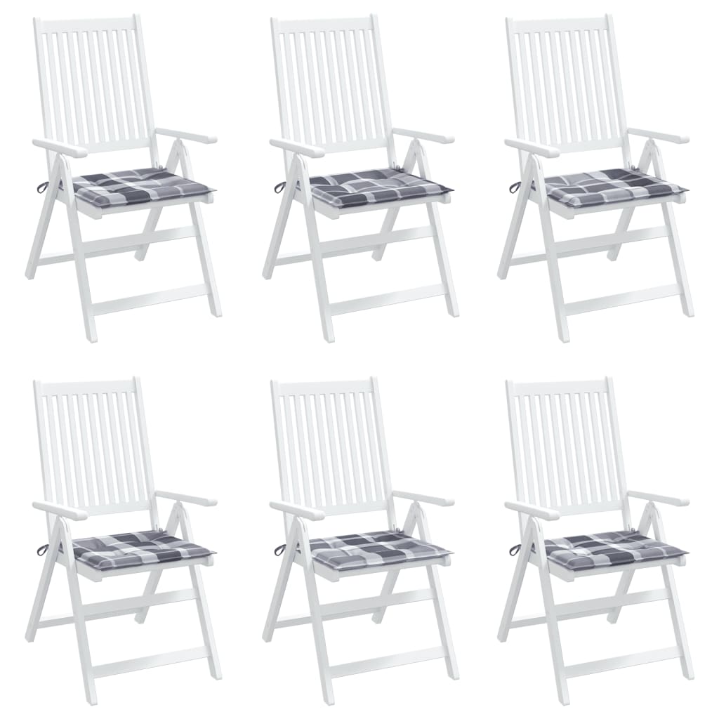 Cuscini per Sedia 6 pz a Quadri Grigi 50x50x3 cm Tessuto Oxford 314073