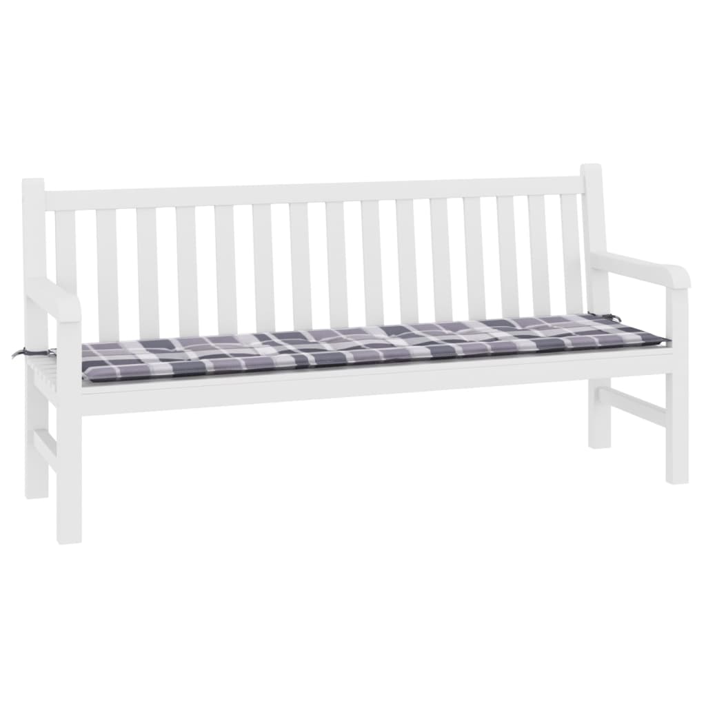 Cuscino Panca da Giardino a Quadri Grigi 180x50x3 cm in Tessuto cod mxl 67999