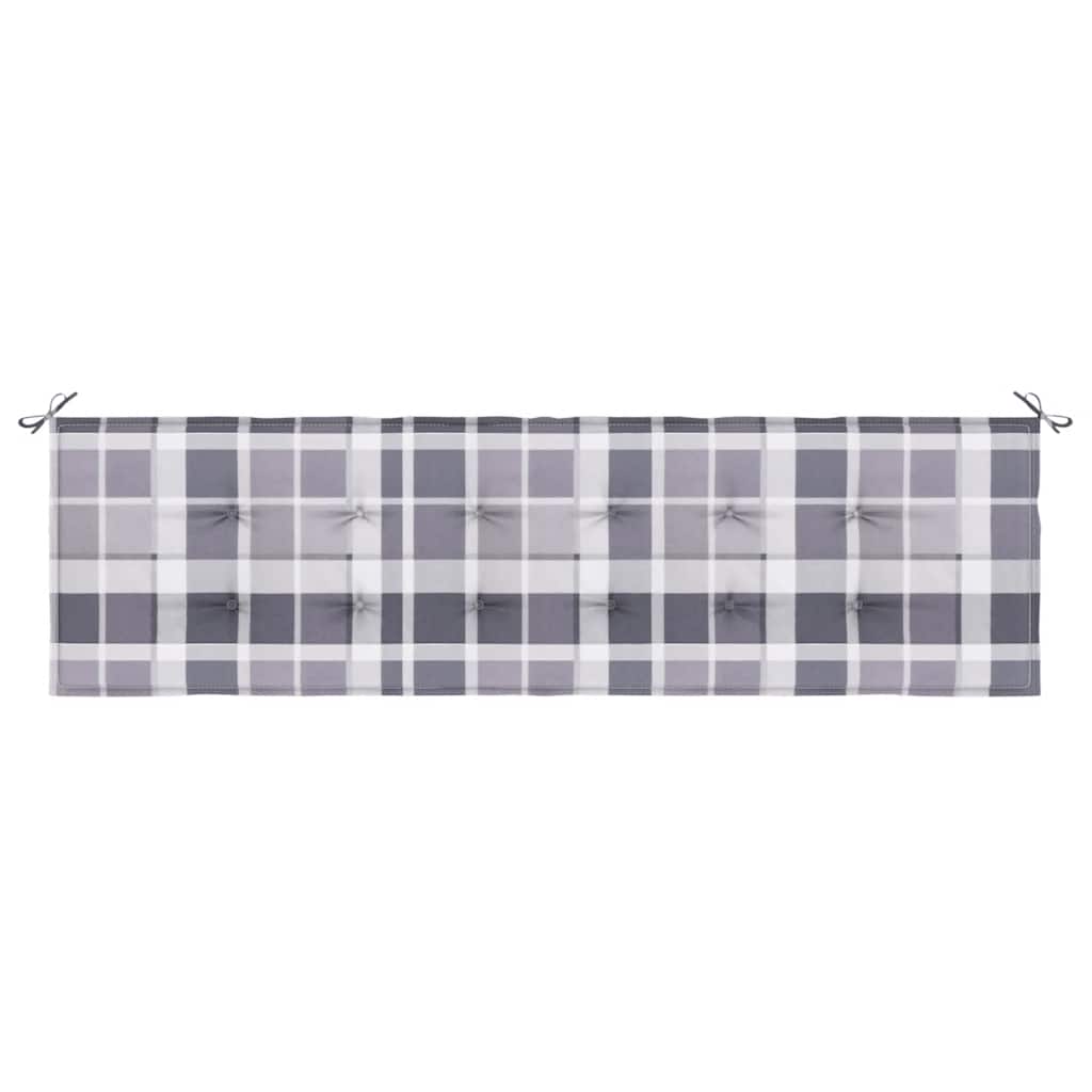 Cuscino per Panca a Quadri Grigi 180x50x4 cm Tessuto Oxford