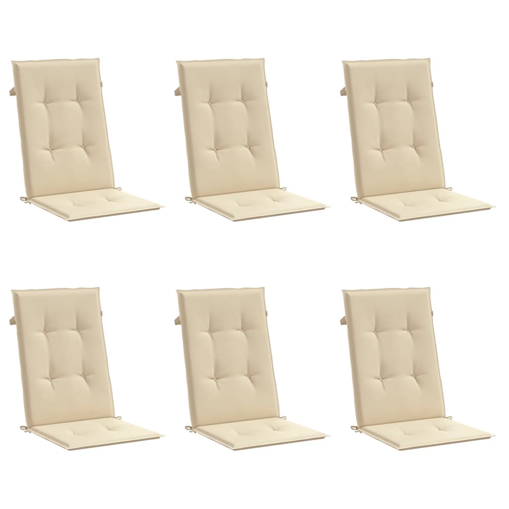 Cuscini per Sedie 6 pz Beige 120x50x3 cm in Tessuto 314107