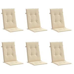 Cuscini per Sedie 6 pz Beige 120x50x3 cm in Tessuto 314107