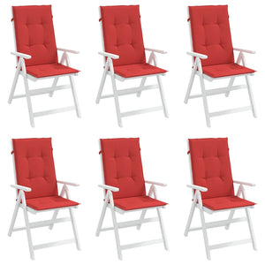 Cuscini per Sedie 6 pz Rossi 120x50x3 cm in Tessuto 314110