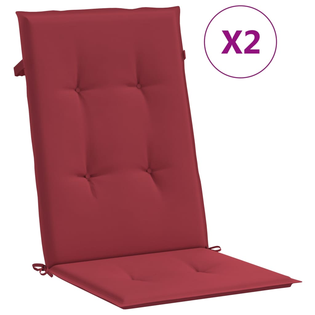 Cuscini per Sedie 2 pz Rosso Vino 120x50x3 cm in Tessuto 314113