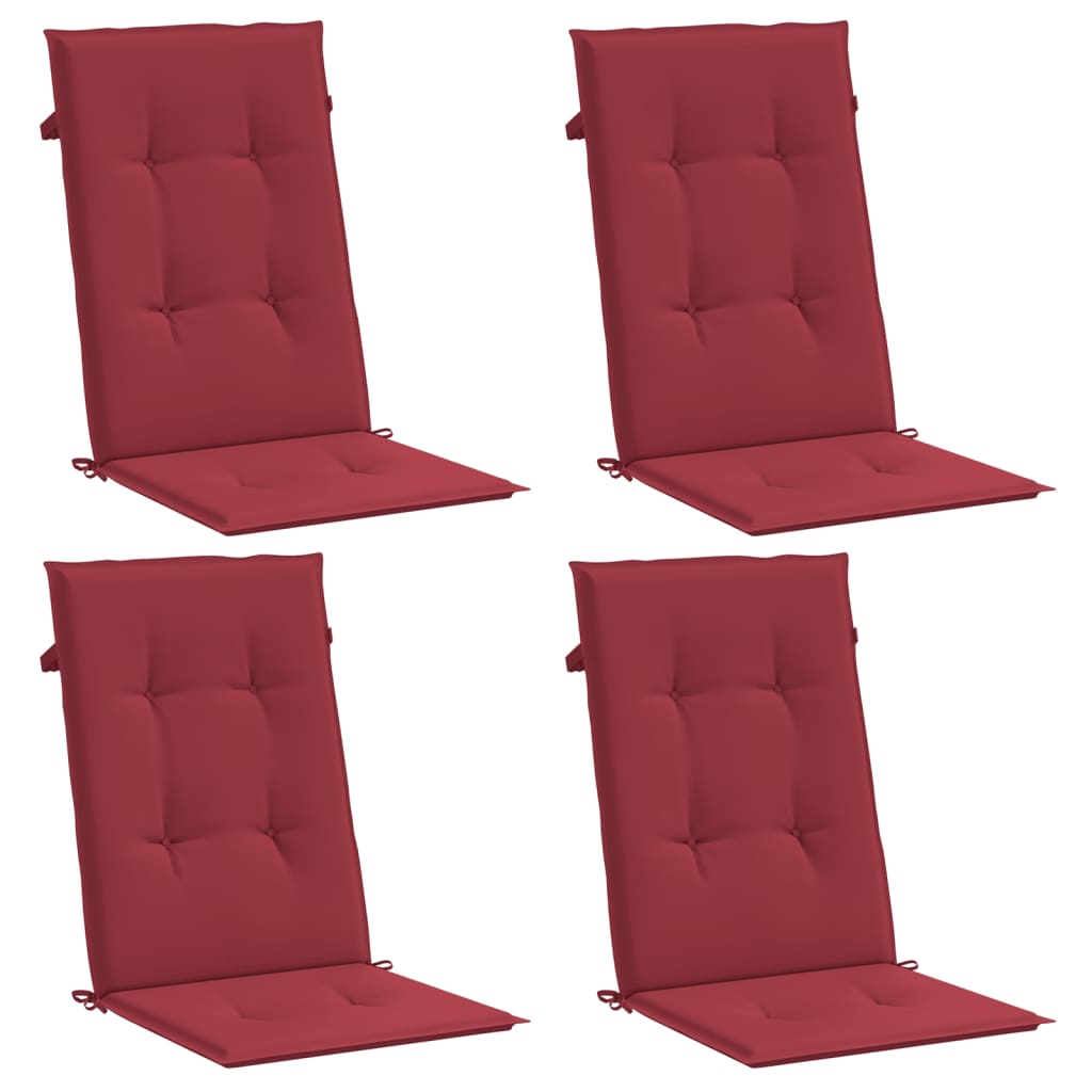 Cuscini per Sedie 4 pz Rosso Vino 120x50x3 cm in Tessuto 314114