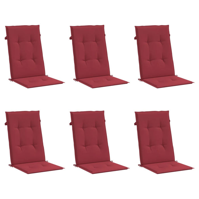Cuscini per Sedie da Giardino 6 pz Rosso Vino 120x50x3 cm cod mxl 45836