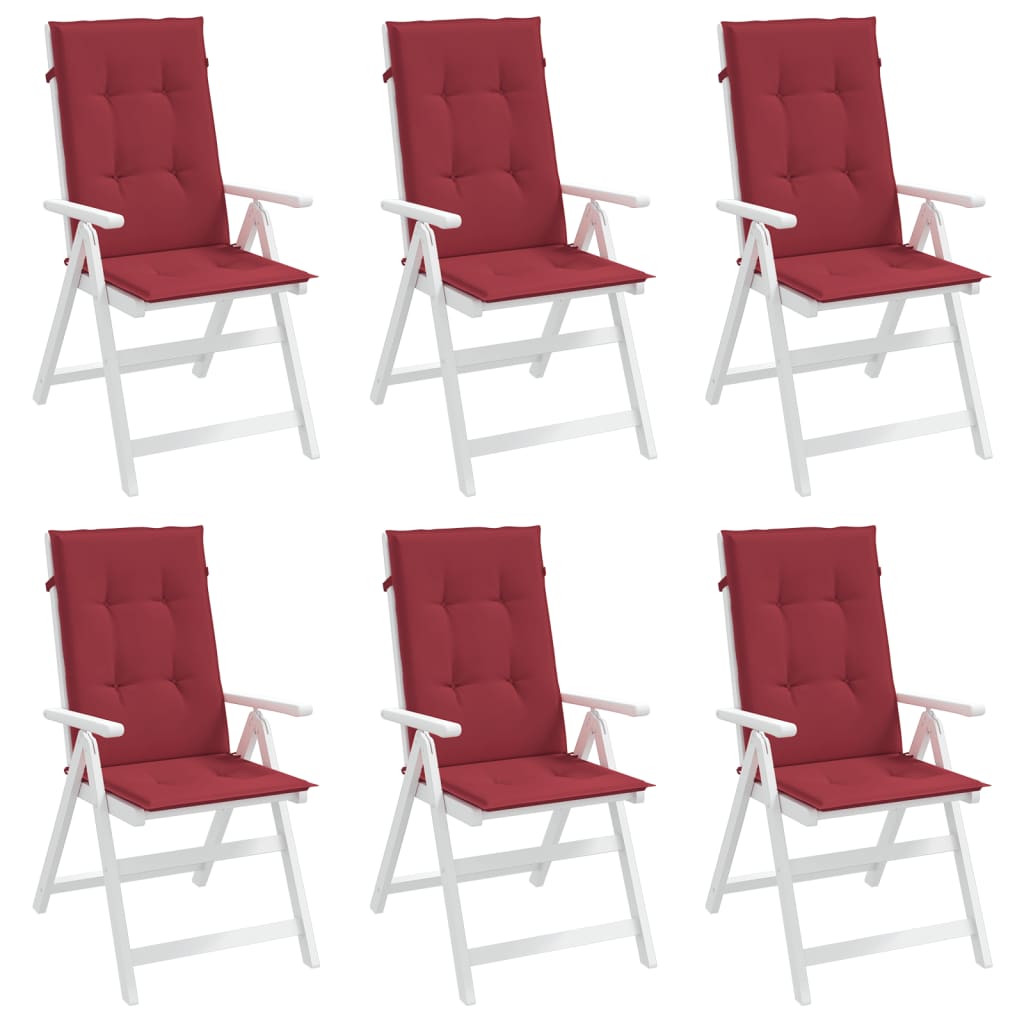 Cuscini per Sedie 6 pz Rosso Vino 120x50x3 cm in Tessuto 314115