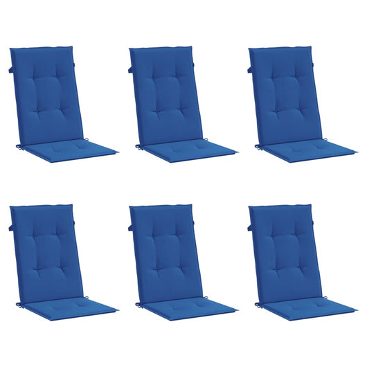 Cuscini per Sedie 6 pz Blu Reale 120x50x3 cm in Tessuto 314118