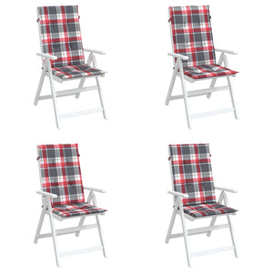 Cuscini per Sedie 4 pz Rossi a Quadri 120x50x3 cm in Tessuto 314126