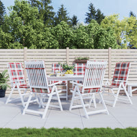 Cuscini per Sedie 6 pz Rossi a Quadri 120x50x3 cm in Tessuto 314127