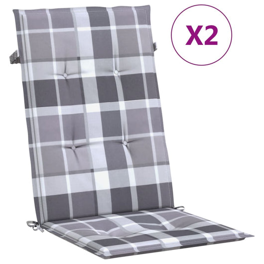 Cuscini per Sedie 2 pz Grigi a Quadri 120x50x3 cm in Tessuto