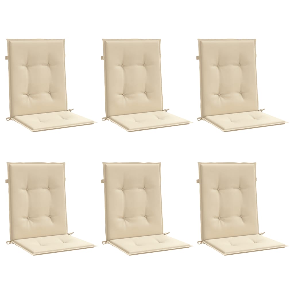 Cuscini per Sedia 6 pz Beige 100x50x3 cm in Tessuto Oxford 314134