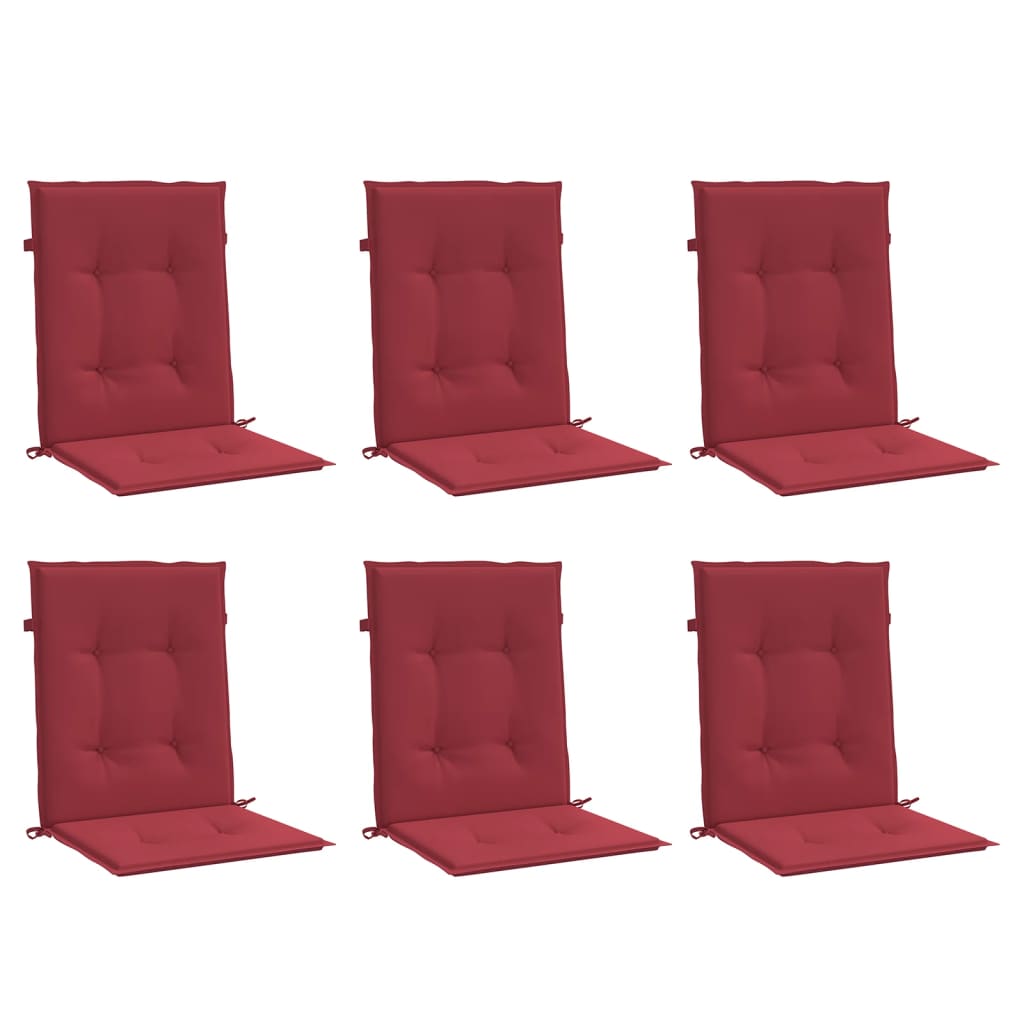 Cuscini per Sedia 6 pz Rosso Vino 100x50x3 cm in Tessuto 314142