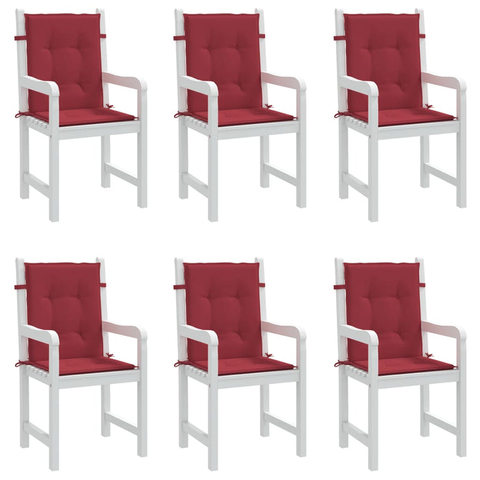 Cuscini per Sedia 6 pz Rosso Vino 100x50x3 cm in Tessuto 314142