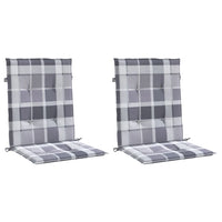 Cuscini per Sedia 2 pz a Quadri Grigi 100x50x3cm Tessuto Oxford