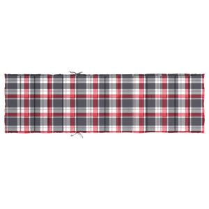 Cuscino per Lettino a Quadri Rossi 200x50x3cm Tessuto Oxford