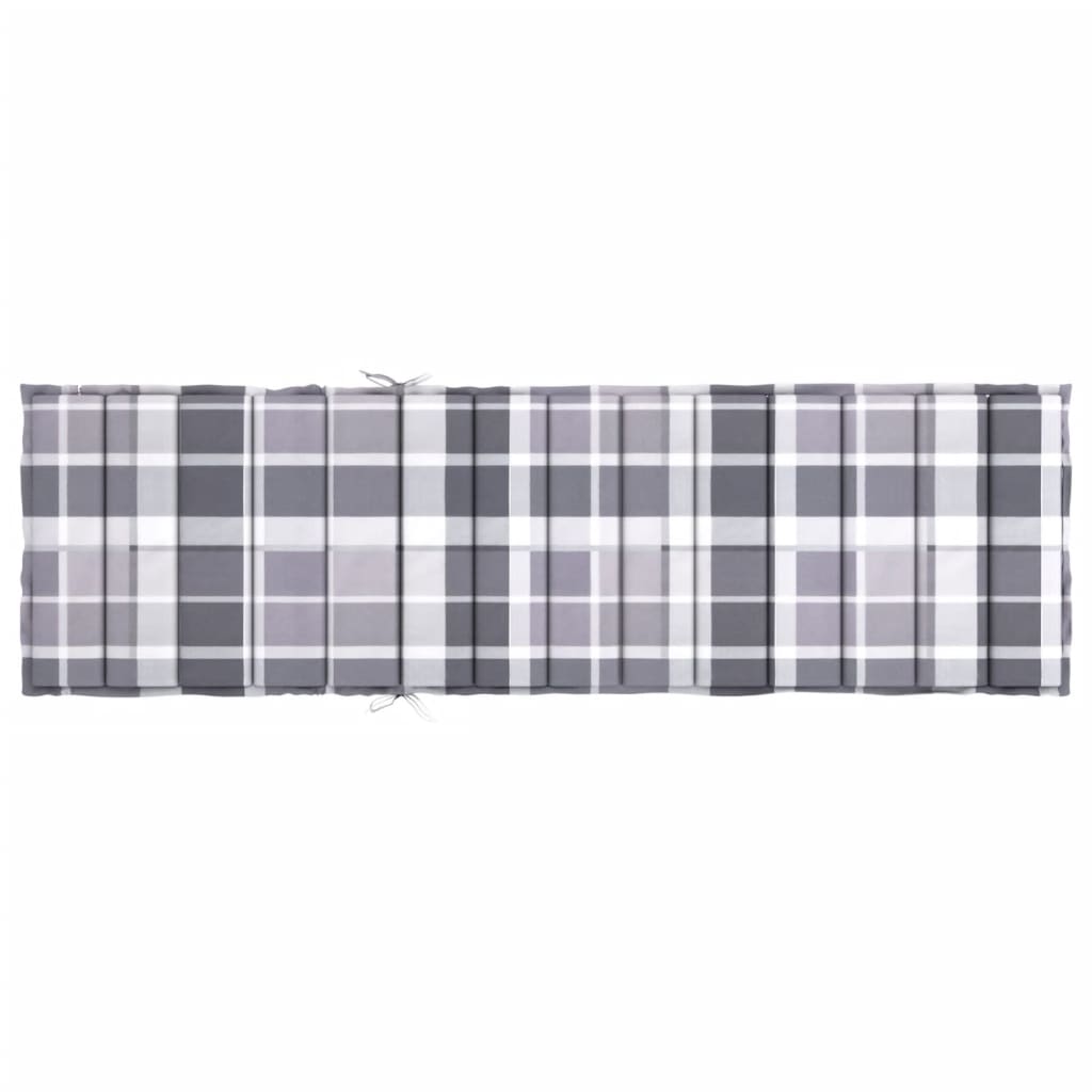 Cuscino per Lettino a Quadri Grigi 200x60x3 cm Tessuto Oxford 314217