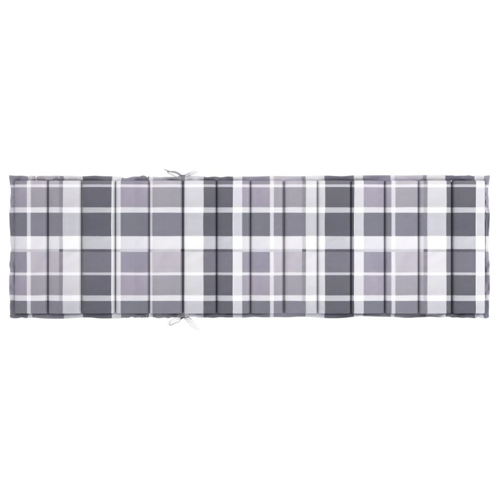 Cuscino per Lettino a Quadri Grigi 200x70x3cm Tessuto Oxford