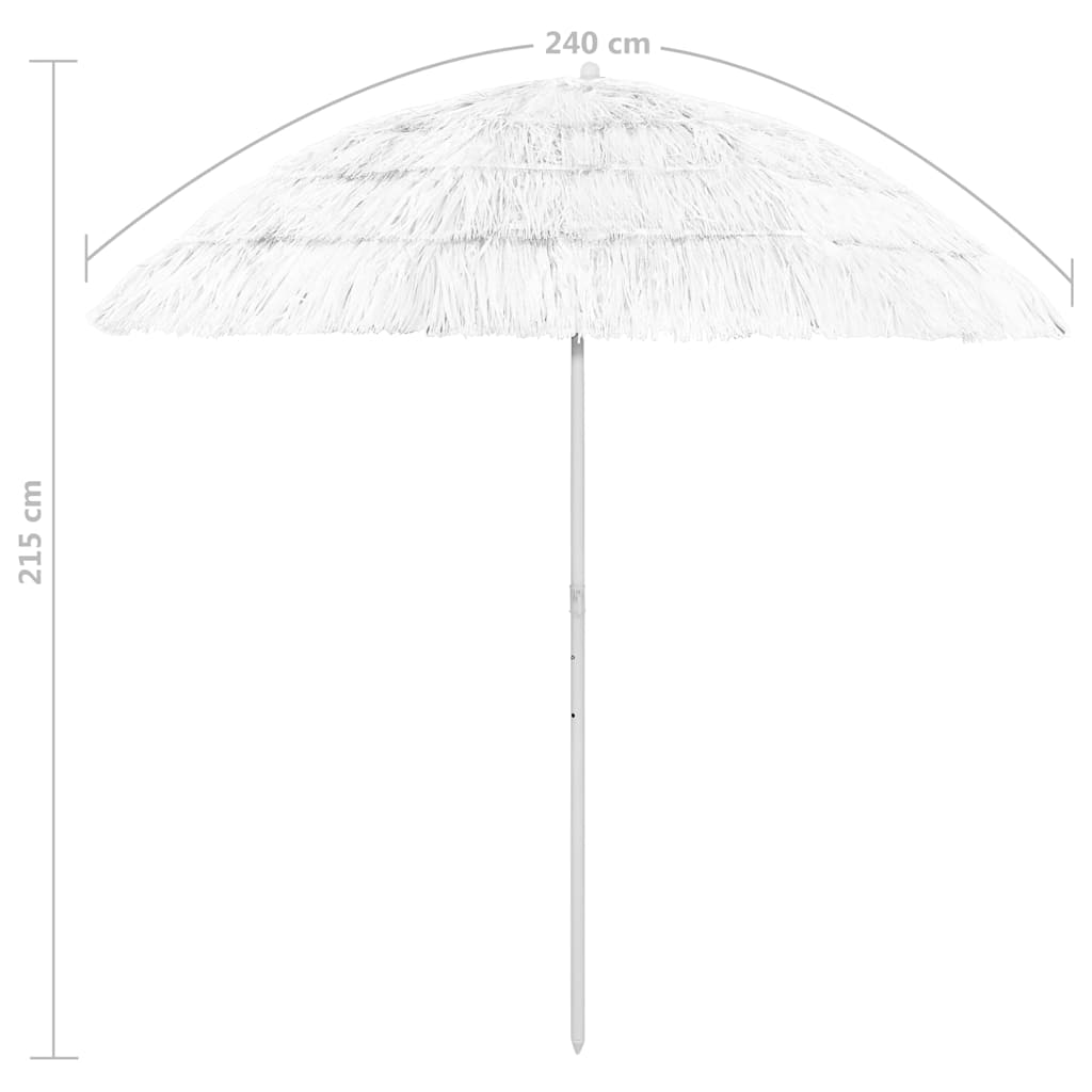 Ombrellone da Spiaggia Hawaii Bianco 240 cm