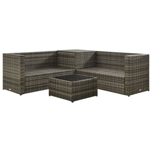 Set Divani da Giardino 4 pz con Cuscini in Polyrattan Grigio 313137