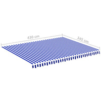 Tessuto di Ricambio per Tenda da Sole Blu e Bianco 4,5x3,5 m 311920