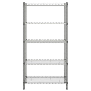 Scaffale portaoggetti a 5 ripiani 90 x 35 x 180 cm Cromato 250 kg Argento 02_0045695