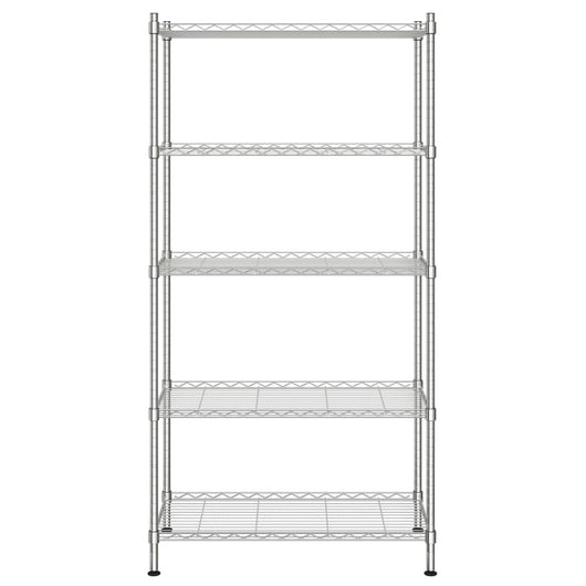 Scaffale portaoggetti a 5 ripiani 90 x 35 x 180 cm Cromato 250 kg Argento 02_0045695