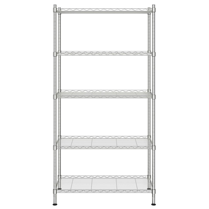 Scaffale portaoggetti a 5 ripiani 90 x 35 x 180 cm Cromato 250 kg Argento 02_0045695