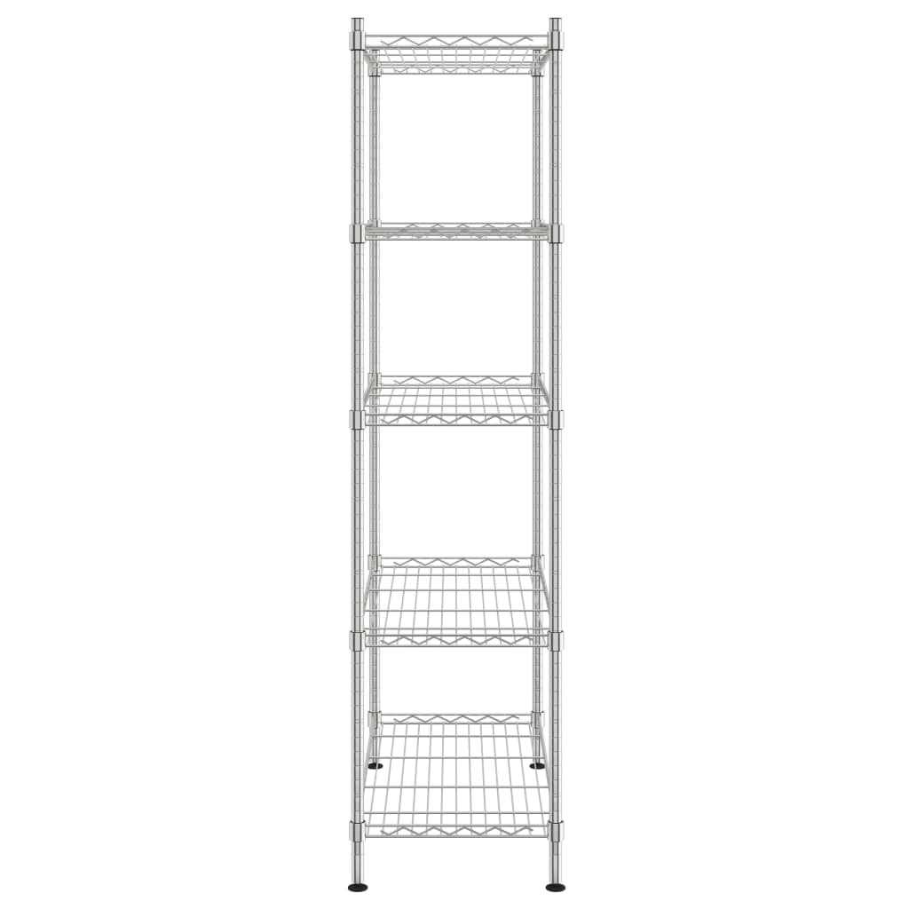 Scaffale portaoggetti a 5 ripiani 90 x 35 x 180 cm Cromato 250 kg Argento 02_0045695