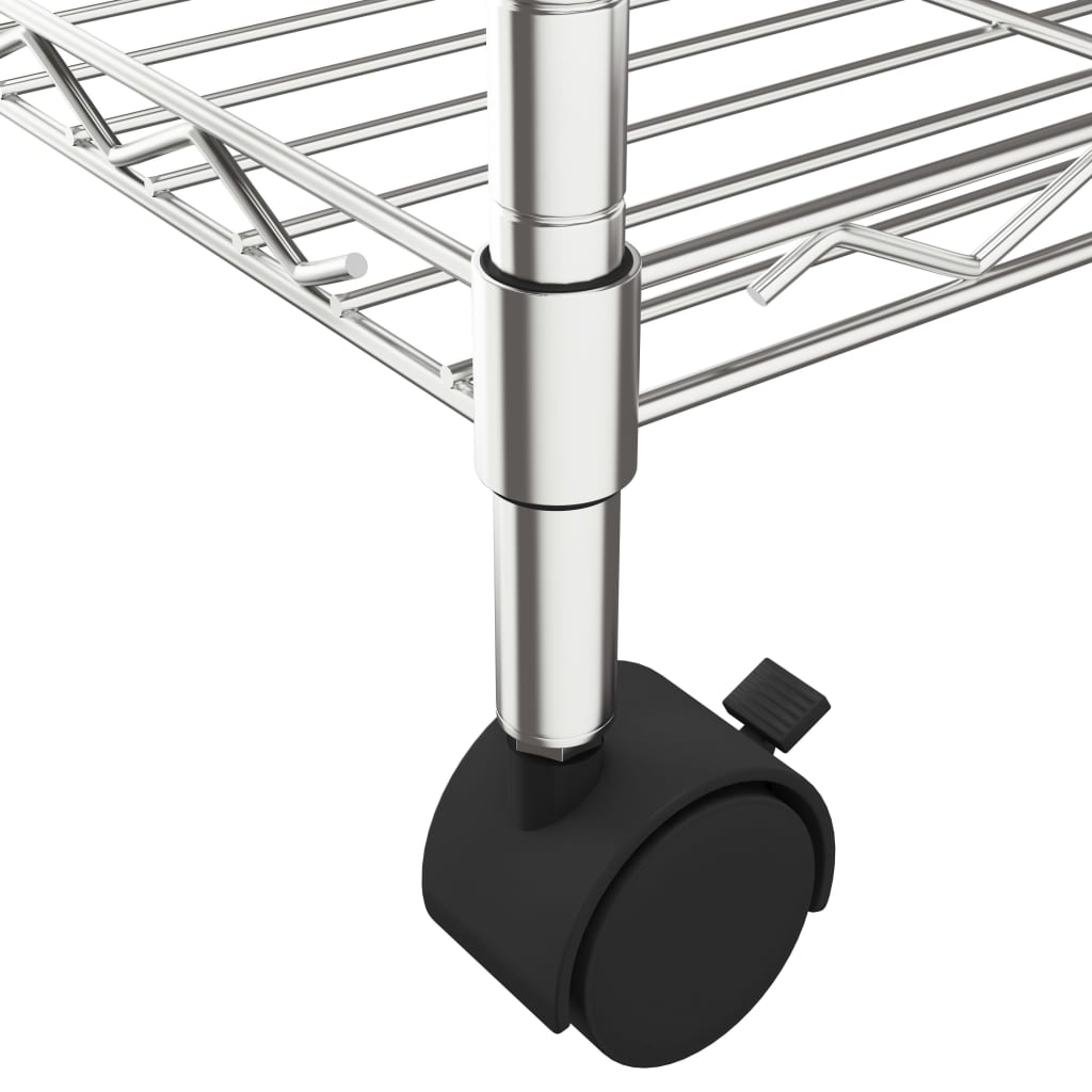 Scaffale a 3 Livelli con Ruote 60x35x81 cm Cromato 150 kg 324625