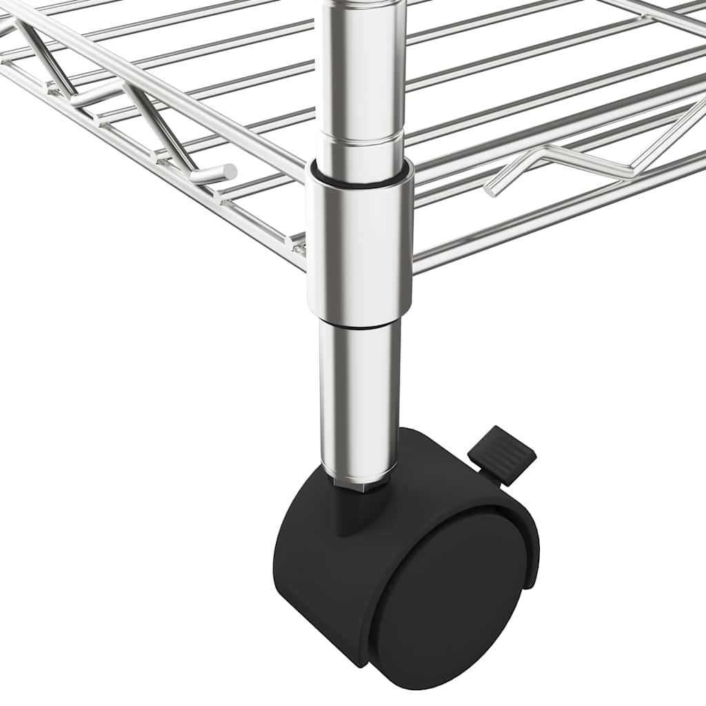 vidaXL Scaffale a 3 Livelli con Ruote 60x35x81 cm Cromato 150 kg