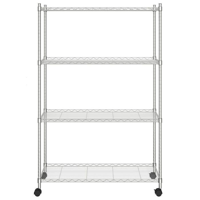 Scaffale a 4 Livelli con Ruote 90x35x142 cm Cromato 200 kg 324627